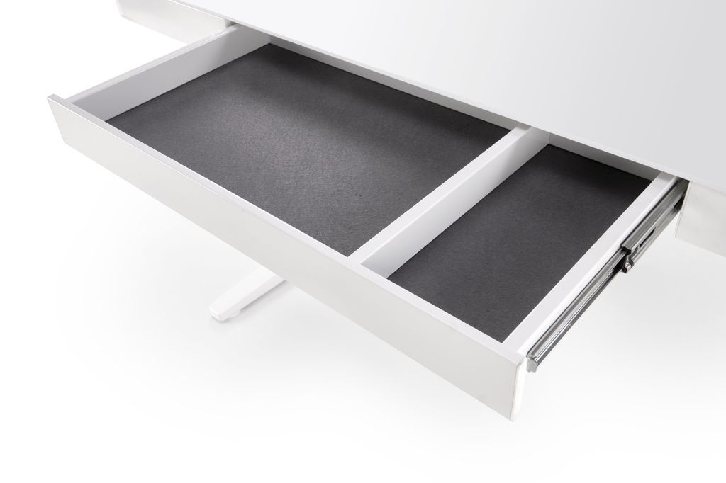 Íróasztal, elektronikusan állítható magassággal, USB/Type-C/Wireless töltővel, üveg - fém, fehér - FACILE - Butopêa termék 2. képe